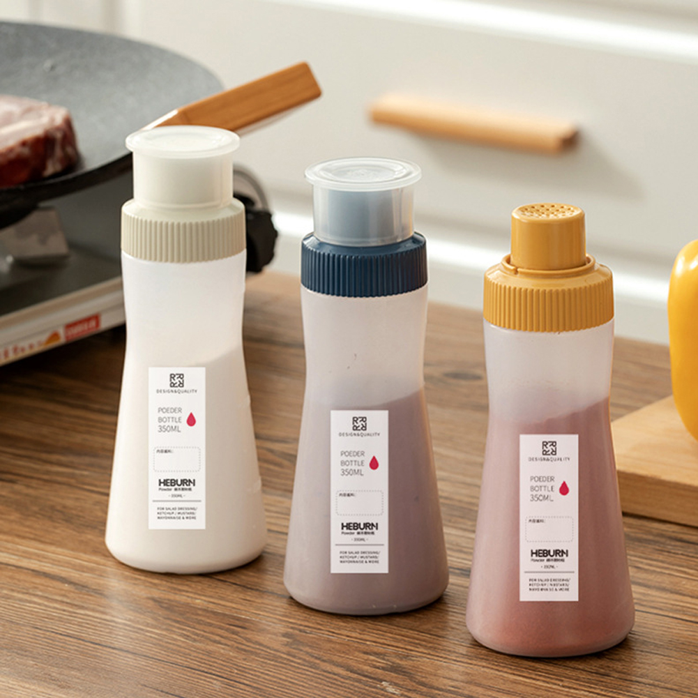 350Ml Kitchen Flour Squeeze Container With Lid Baking Sugar Powder Dinspenser Condiment Barbecue Seasoning Bottle Coffee Powder Storage Bottle