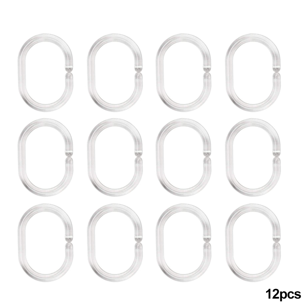 12pcs/1set Shower Curtain Rings Plastic Shower Curtain Hooks C